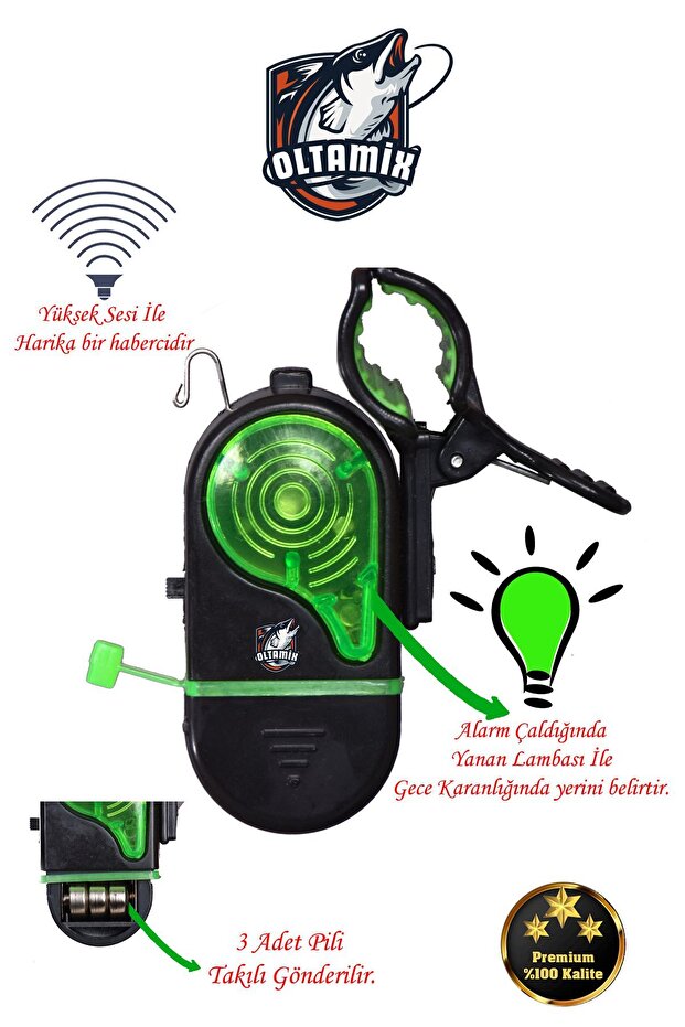 Mandallı Balık Alarmı Işıklı Harika Kaliteli