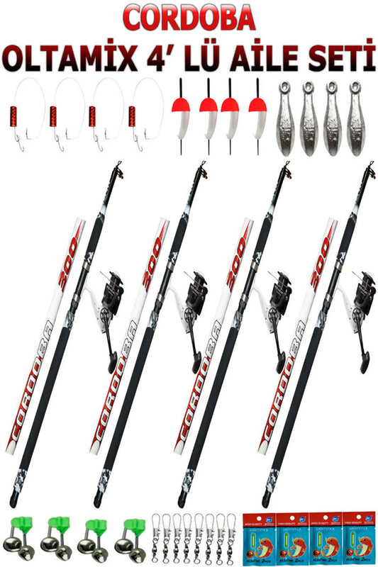 Oltamix 4’lü Aile Seti Ranger 5000 Makina CORDOBA 3m 75-200 gr Atarlı Teleskopik Kamış