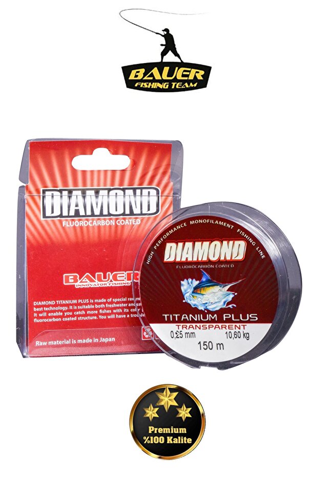 BAUER Diamond Power Titanium Plus Süper Kalite Misina 150 Metre Fluorocarbon