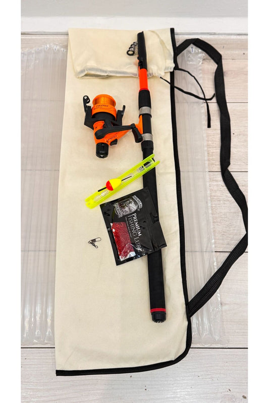 GENÇ OLTA TAKIM 75-150 GR ATARLI FULL SET TAŞIMA ÇANTASI DAHİL HAZIR SET -TURUNCU UYUMU- TURUNCU KAMIŞ TURUNCU MAKARA 100 adet Solunca Yem Hediye 1