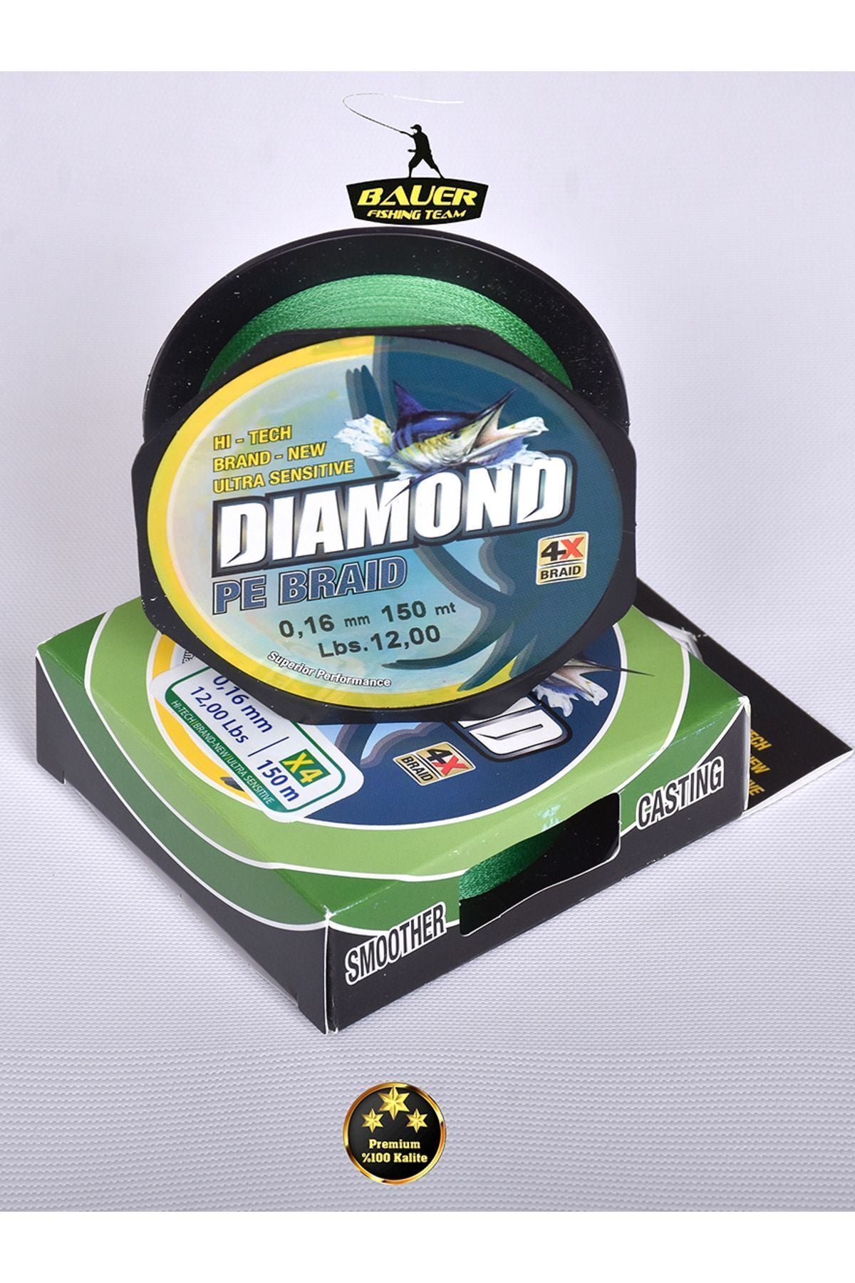BAUER DIAMOND Pe Braid 4x 150 Metre Ip Misina Süper Kaliteli 4