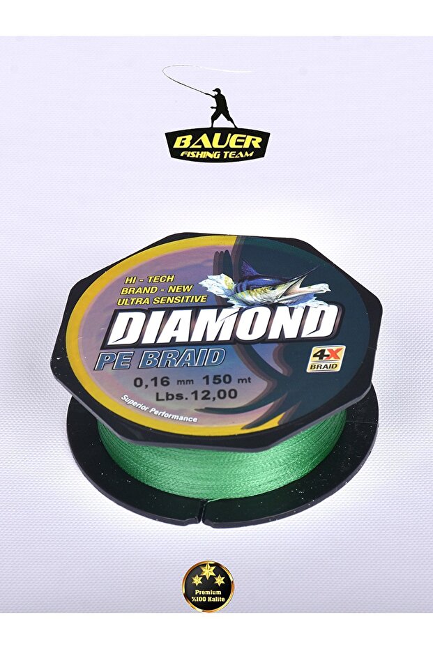 BAUER DIAMOND Pe Braid 4x 150 Metre Ip Misina Süper Kaliteli