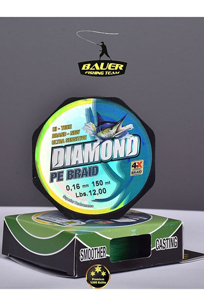 BAUER DIAMOND Pe Braid 4x 150 Metre Ip Misina Süper Kaliteli