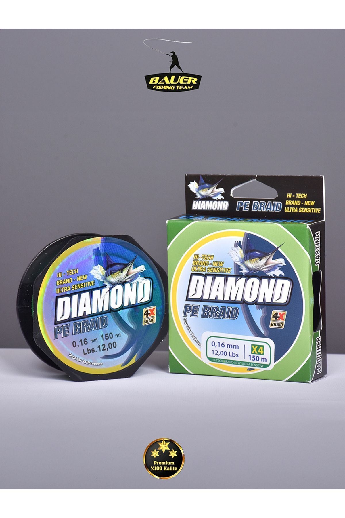 BAUER DIAMOND Pe Braid 4x 150 Metre Ip Misina Süper Kaliteli 1