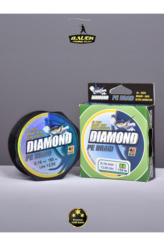 BAUER DIAMOND Pe Braid 4x 150 Metre Ip Misina Süper Kaliteli 1