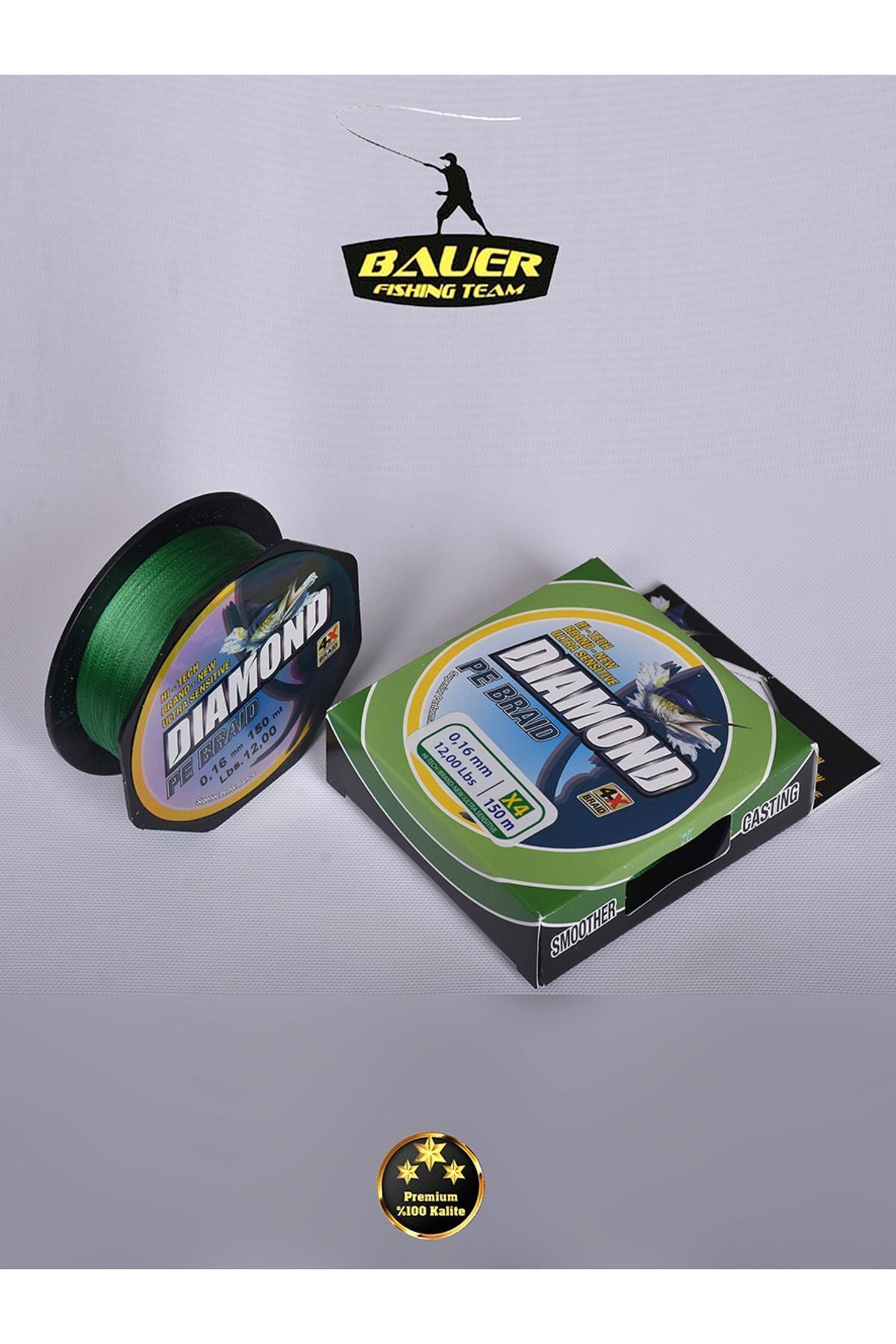 BAUER DIAMOND Pe Braid 4x 150 Metre Ip Misina Süper Kaliteli 3