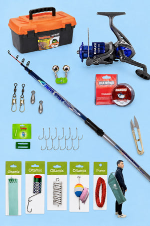Ares Surf 420 cm Olta Kamışı ve Bauer Testa 6000 Makine Full Balık Tutma Seti Çantalı Aksesuarlı