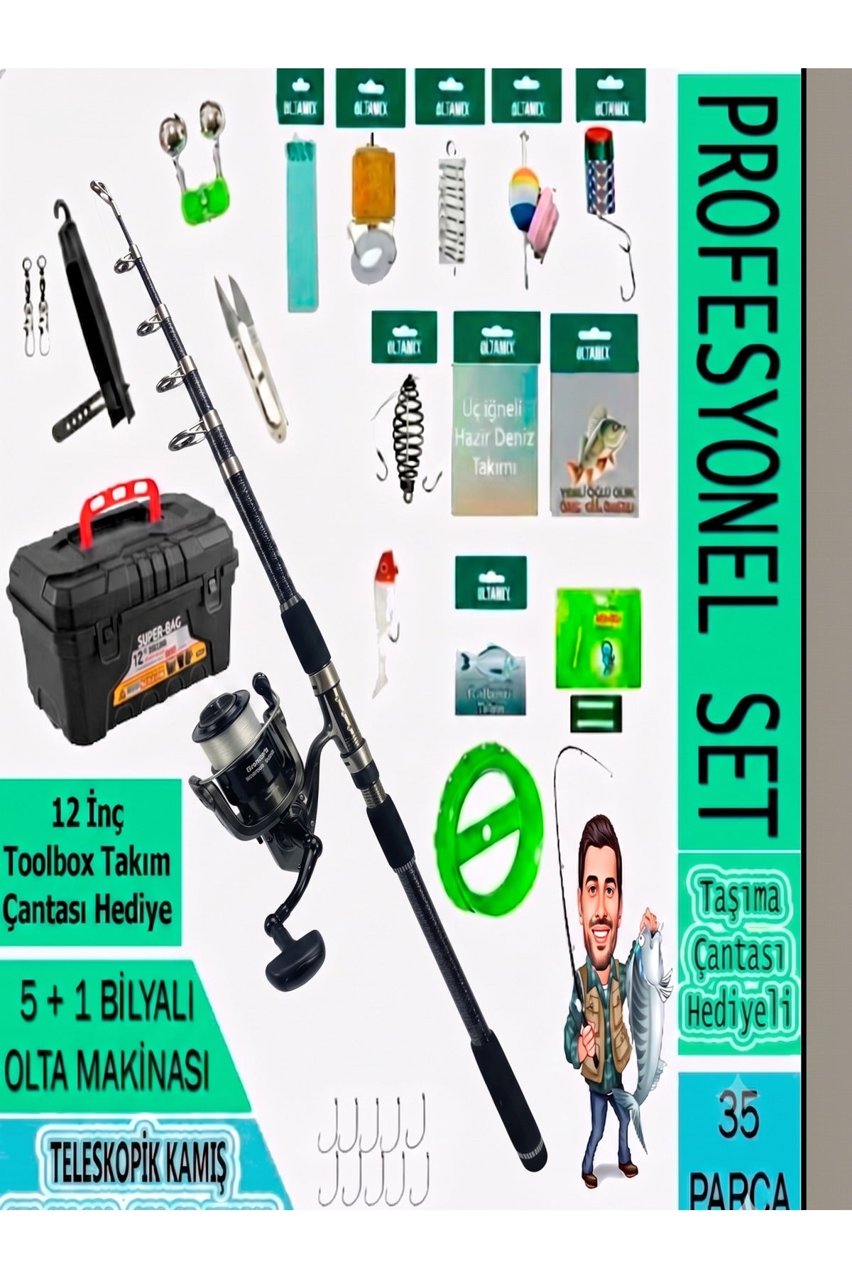 Profosyonel Deniz Ve Göl Olta Takım FULL SET 200 TL DEĞERİNDE "BALIK ALARMI HEDİYELİ" 100-250gr 100-250 AKSİYON KARBON ALAŞIMLI TELESKOPİK KAMIŞ Bauer Riona 4000 4+1 Bilyalı 1