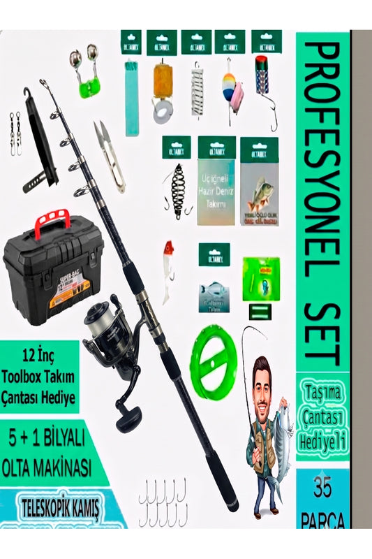 Profosyonel Deniz Ve Göl Olta Takım FULL SET 200 TL DEĞERİNDE "BALIK ALARMI HEDİYELİ" 100-250gr 100-250 AKSİYON KARBON ALAŞIMLI TELESKOPİK KAMIŞ Bauer Riona 4000 4+1 Bilyalı 1