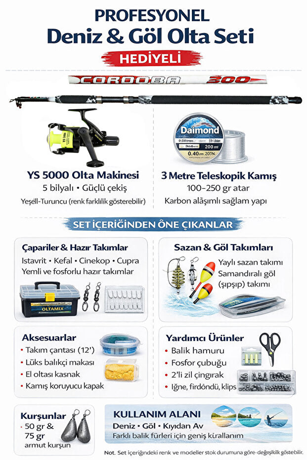 OLTAMİX Profosyonel Deniz Ve Göl Olta Takım 100-250gr Atarlı Kamış